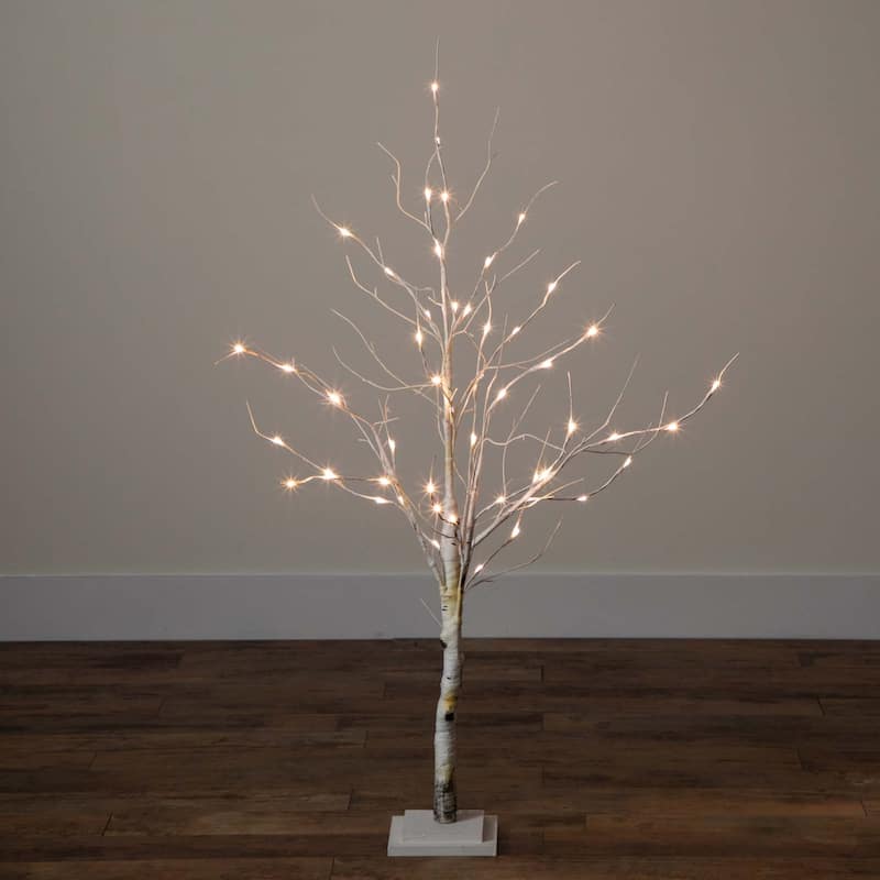 Pre-Lit Birch Artificial Christmas Tree - 4' - Warm White LED Lights