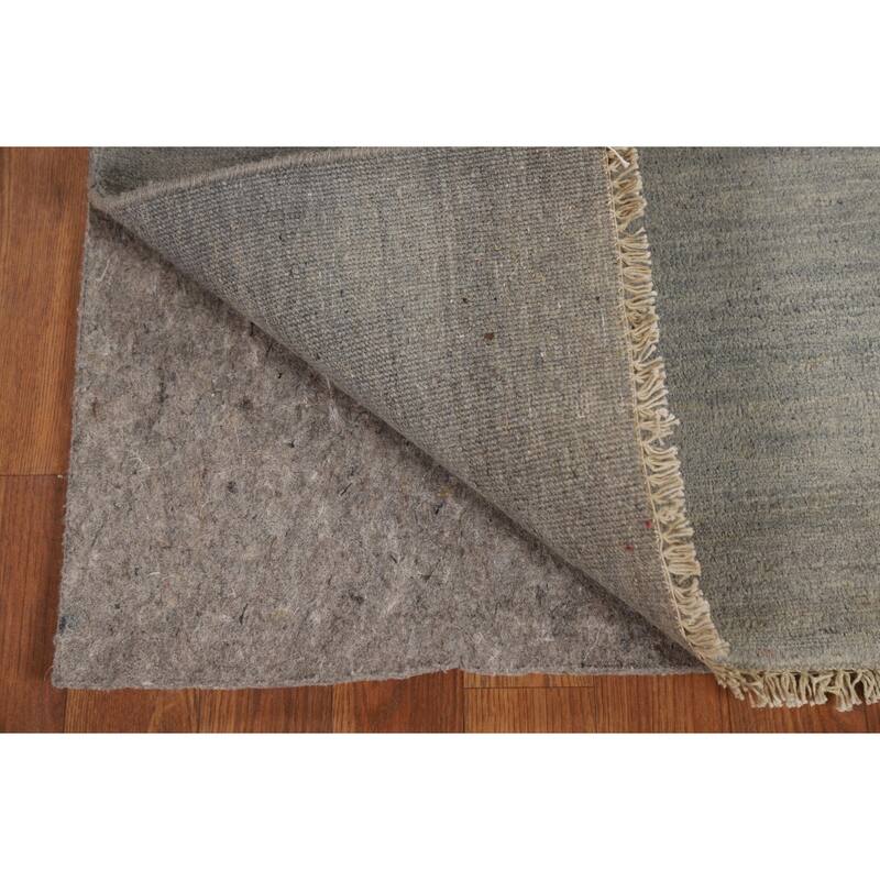 Contemporary Gabbeh Oriental Foyer Rug Hand-Knotted Grey Wool Carpet - 2'0"x 3'0"