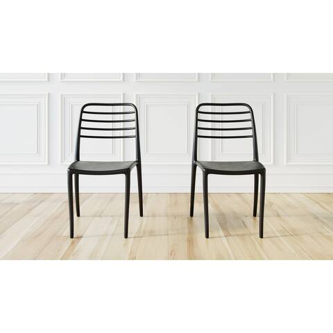 Flora 2-Pack Modern Plastic Stacking Dining Chair (Black)