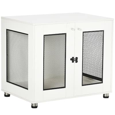 PawHut Dog Crate Furniture with Water-resistant Cushion, Dog Crate End Table with Double Doors