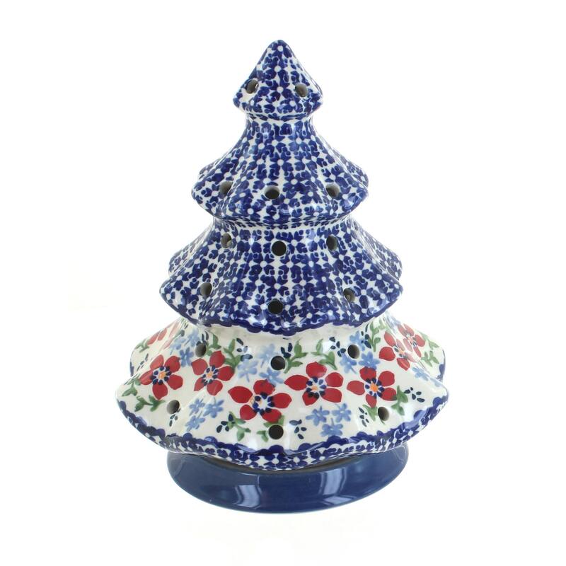 Blue Rose Polish Pottery C012 Manufaktura Tree Luminary - Red Poppy