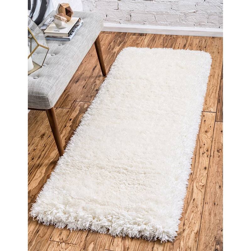 Shag Pling Collection Area Rug - 2'7"x12' - Bone