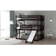 preview thumbnail 15 of 13, Triple Wooden Bunk Bed with Built-In Ladder, Slide & Guardrails - Space-Saving Kids' Furniture