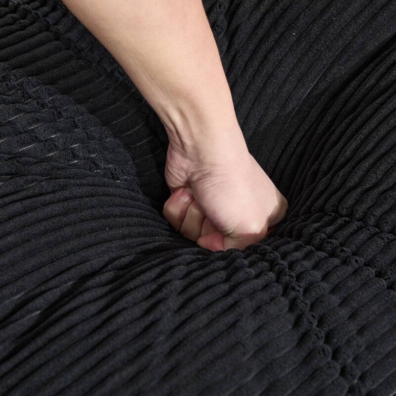 102.95" L-Shaped Corduroy Sectional Sofa with Movable Ottoman