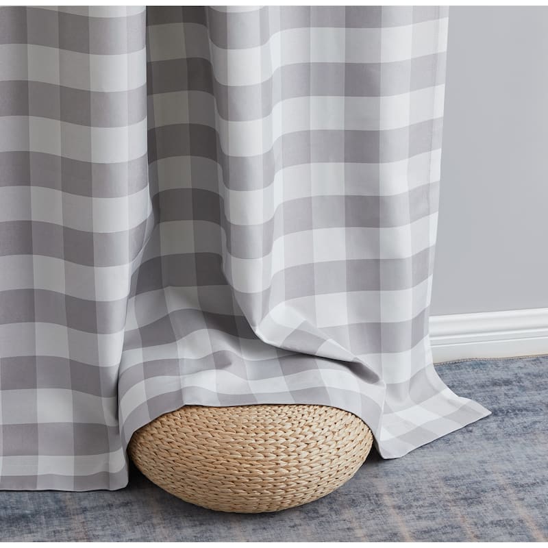 HLC.me Andersen Check Plaid 100% Blackout Thermal Insulated Energy Saving Heat Blocking Grommet Curtain Panels, 2 Panels