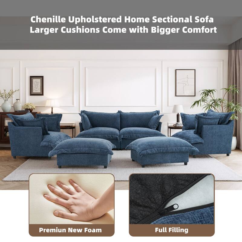 6-Piece Chenille Cloud Modular Living Room Set
