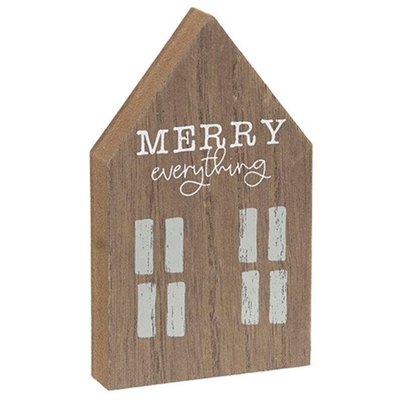 Chunky Primitive House Sitters - Joyful, Merry, Home Decor- 3 Asstd. - 5” x 2” x 0.75”