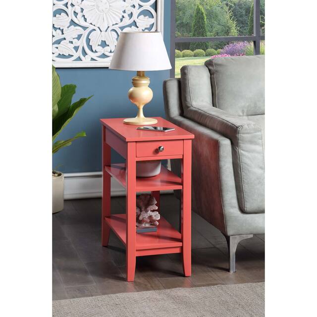 Copper Grove Aubrieta1 Drawer Chairside End Table with Shelves - Coral