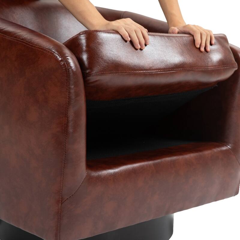 2 Set Modern Wide Round Swivel Accent Barrel Chairs