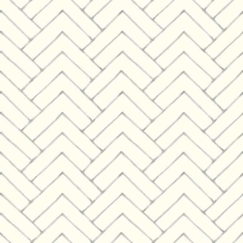 Chesapeake Oswin Grey Tiered Herringbone Wallpaper