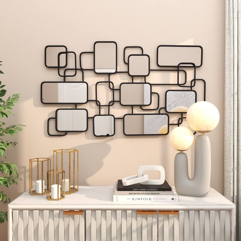 CosmoLiving by Cosmopolitan Artistic Black Metal Geometric Wall Mirror