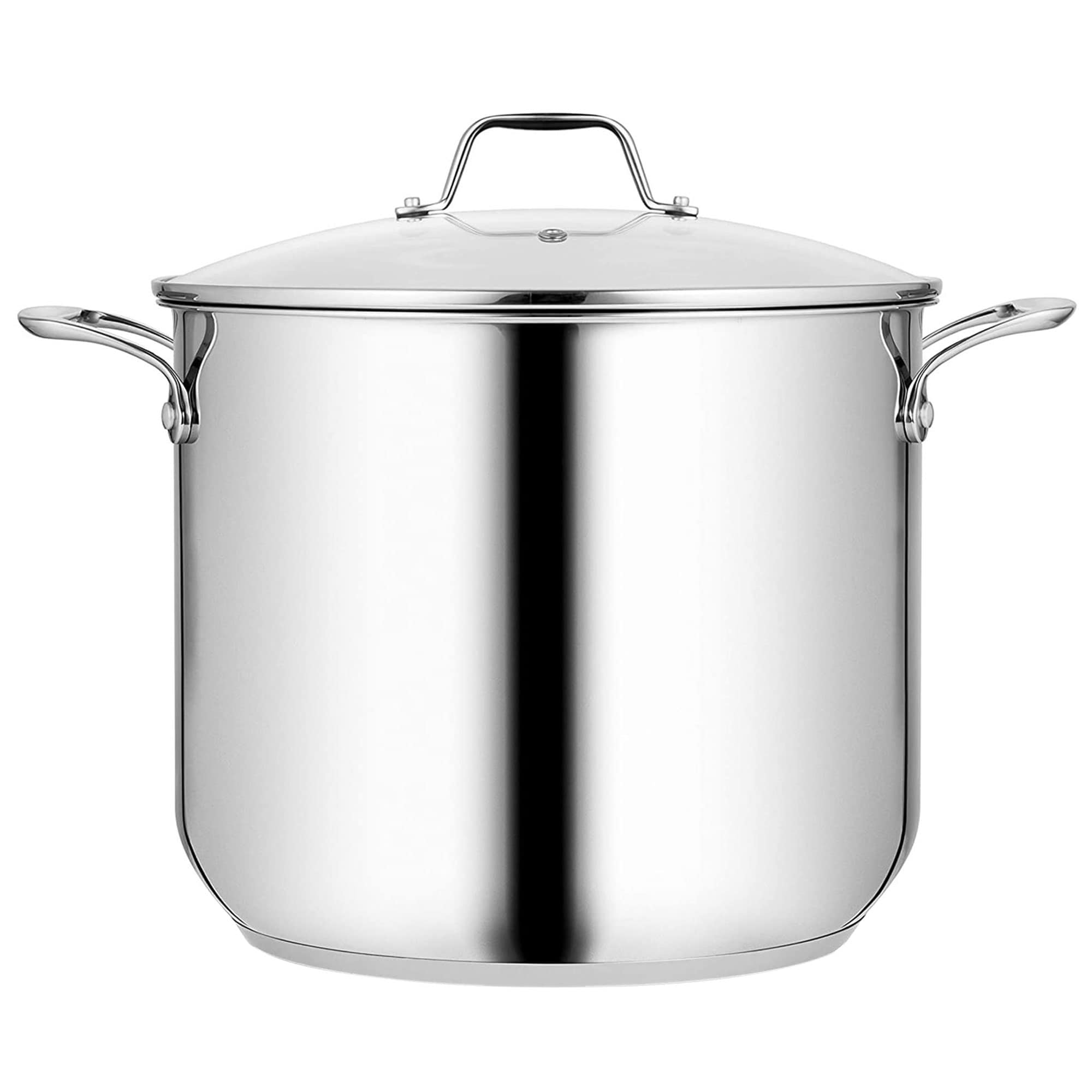 NutriChef Stainless Steel Cookware Stockpot - 14 Quart, Heavy Duty  Induction Pot, Soup Pot with Stainless Steel, Lid, Induction, Ceramic,  Glass and