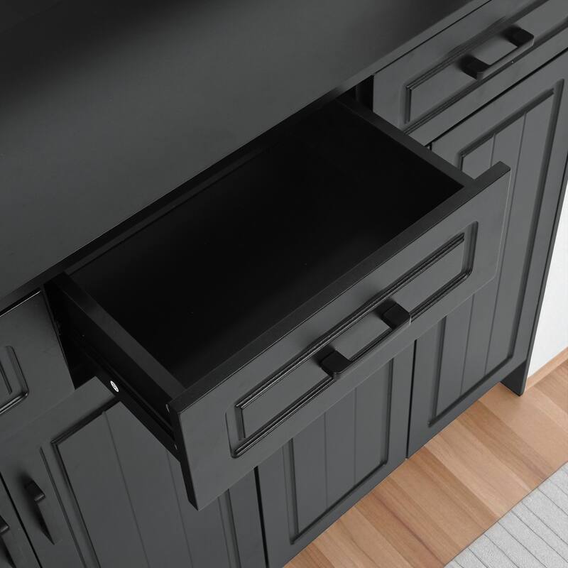 51.2" Hallway Shoe Cabinet with Coat Rack, 4 Doors, 3 Drawers, 8 Shelves & Metal Hooks