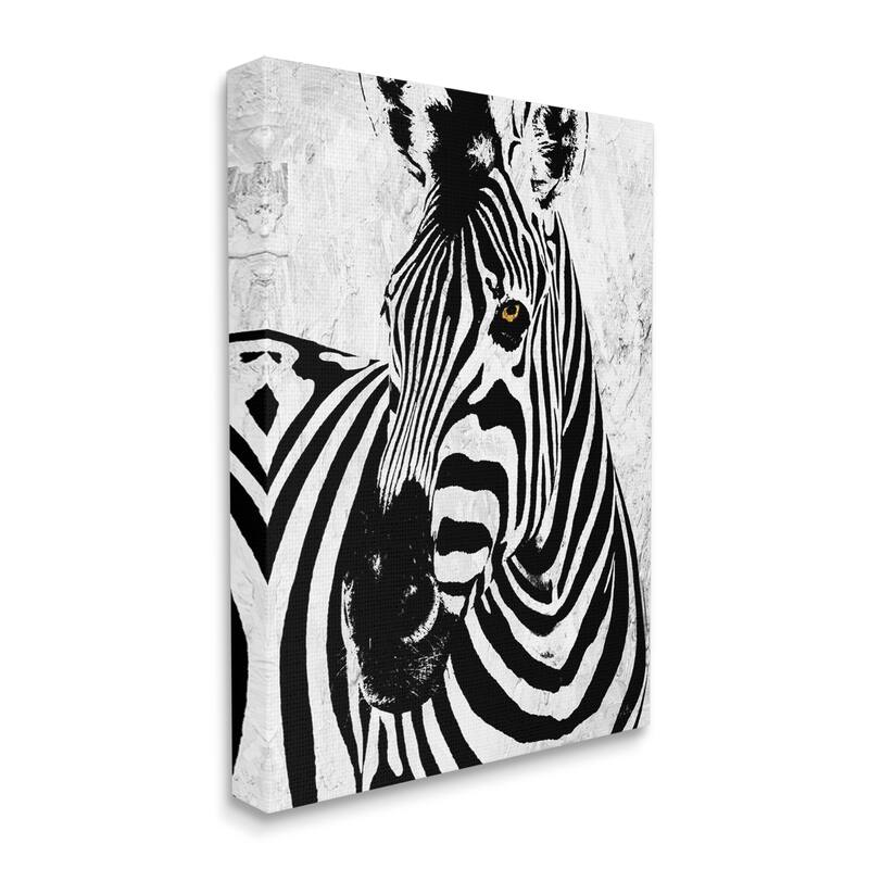 Stupell Modern Zebra Portrait Striped Pattern Safari Animal Canvas Wall Art - White
