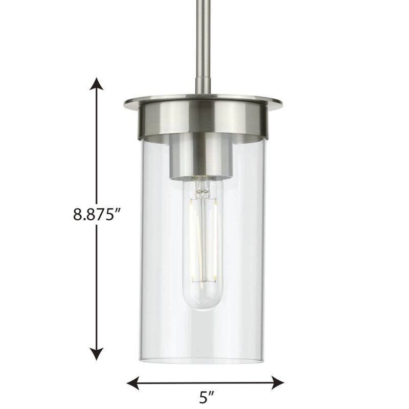 Kellwyn Collection One-Light Brushed Nickel and Clear Glass Transitional Style Hanging Mini-Pendant Light