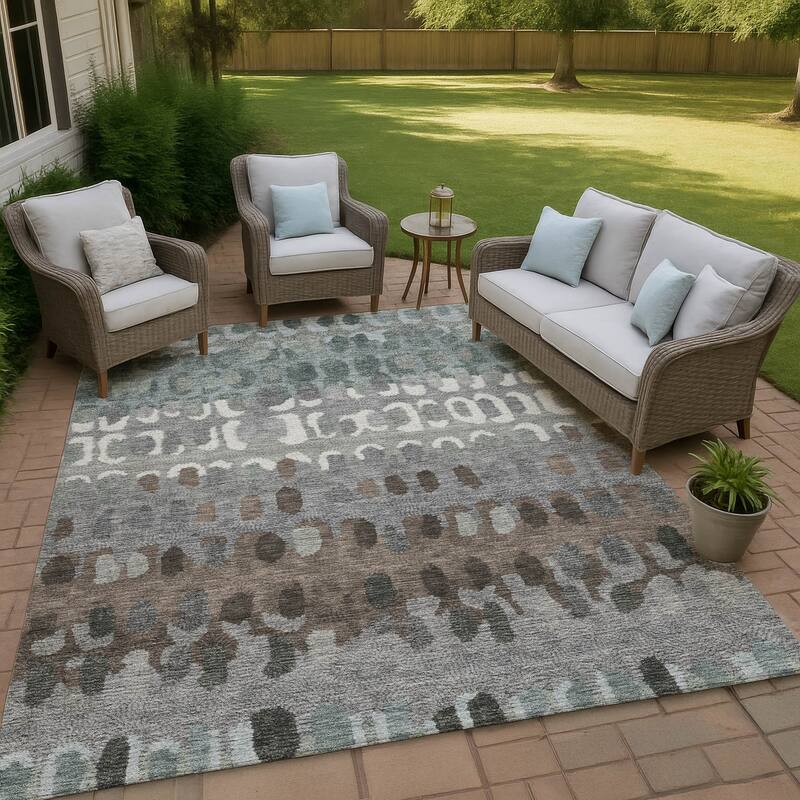 Machine Washable Indoor/ Outdoor Modern Trezze Chantille Rug - Basil - 10' x 14'