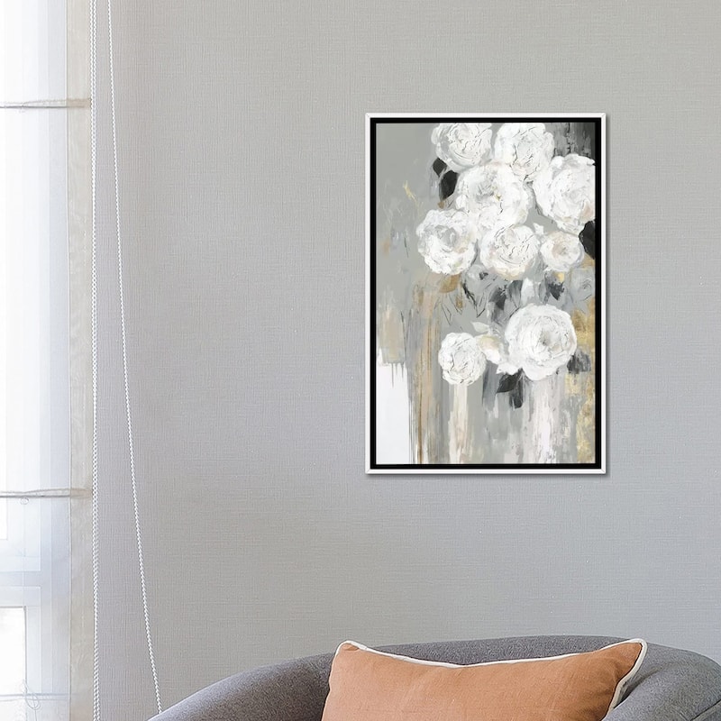 iCanvas "Cascading Gray " by Asia Jensen Framed Canvas Print