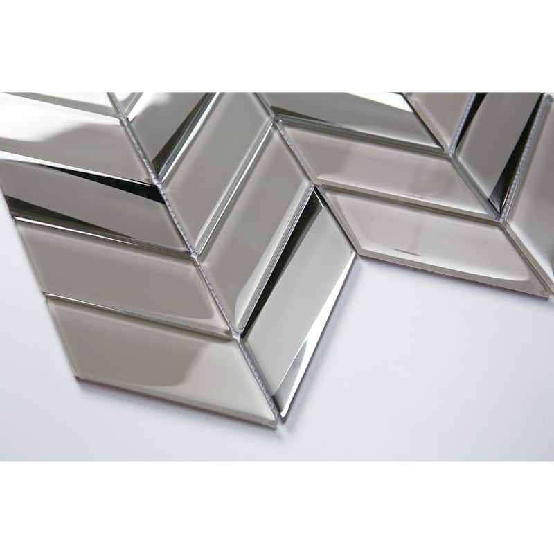 1.5" x 4.25" Glass Chevron Mosaic Wall Tile - Case (10 Sheets)