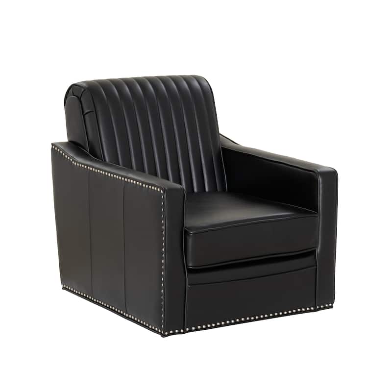 Linon Carlota Faux Leather 360 Swivel Accent Chair - Black