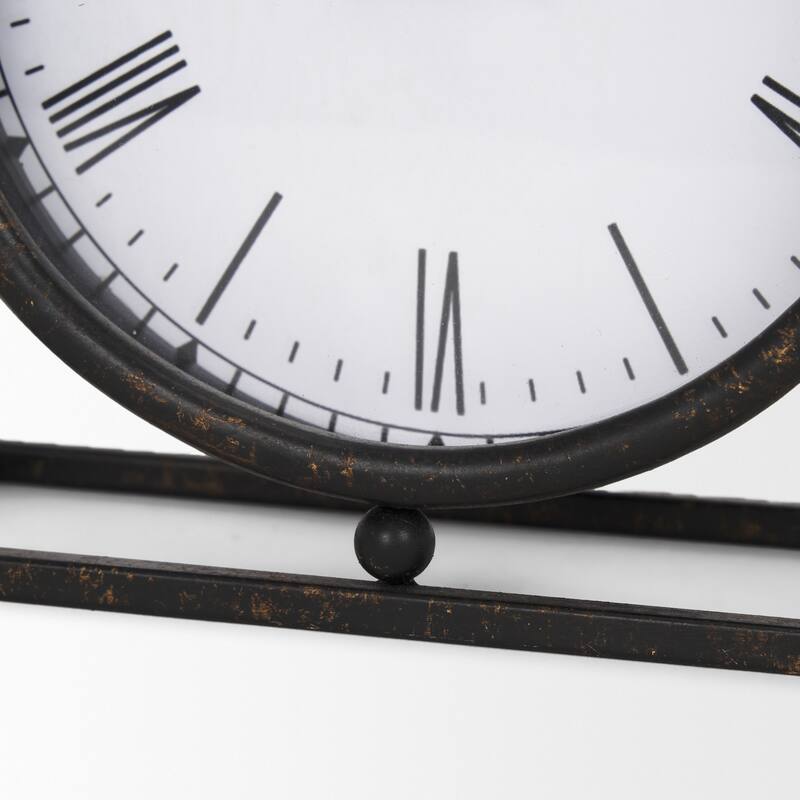 Raisa Black w/ Gold Antiquing Metal Table Clock - 3.1L x 1.3W x 3.1H