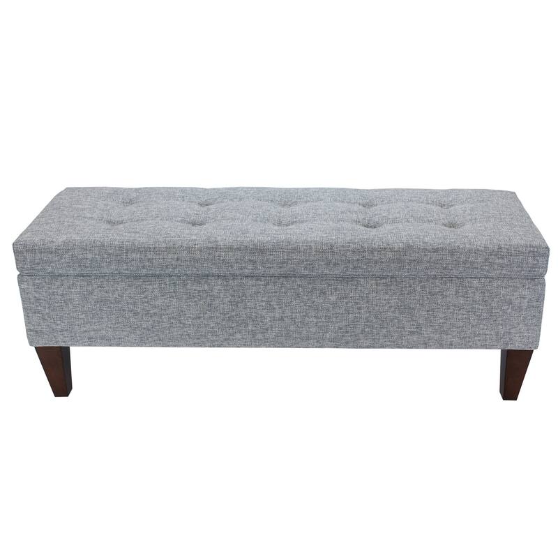 Brooke TECH Fabric/ Wood Button-tufted Long Storage Bench - Grey