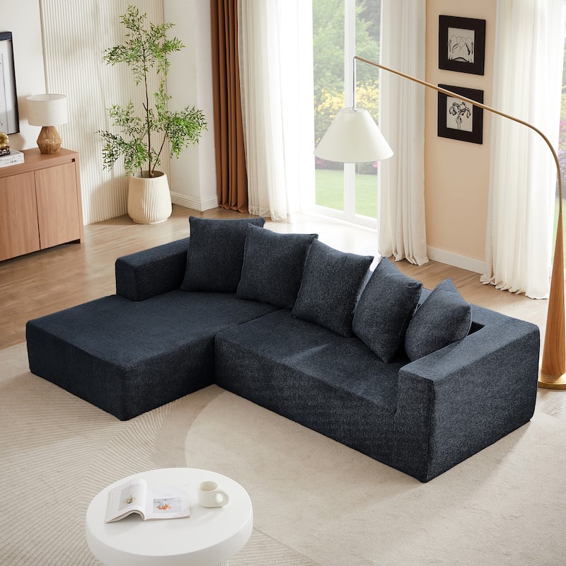 Chenille Modular L-Shaped Sofa, 4-Seater Comfort