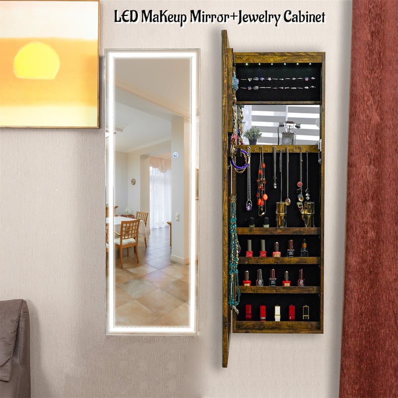 Fashion Simple Jewelry Storage Mirror Cabinet with LED Lights