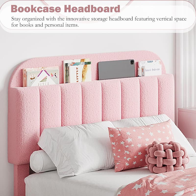 Bed Frame with 2 Drawers, Boucle Upholstered