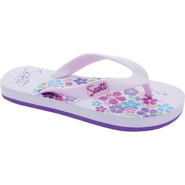 Flower Design Slippers Pink Rubber Flip-Flops Scott Hawaii Girls Pua Sandal