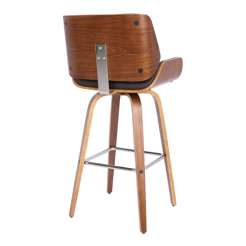 Tyler Mid-Century Swivel Bar Stool, Upholstered Counter Height Chair with Bentwood Legs