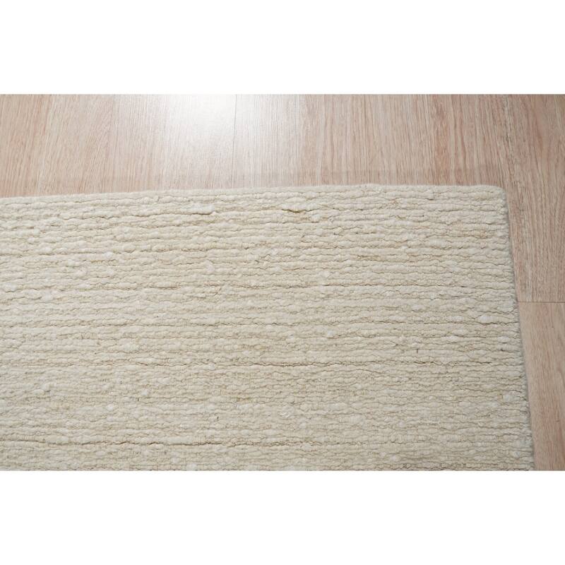 Hand-Knotted Wool Plush Flatweave Loom Rug, 6' x 9', Pink Area Rug, Elegant Soft Texture for Modern Interiors - L