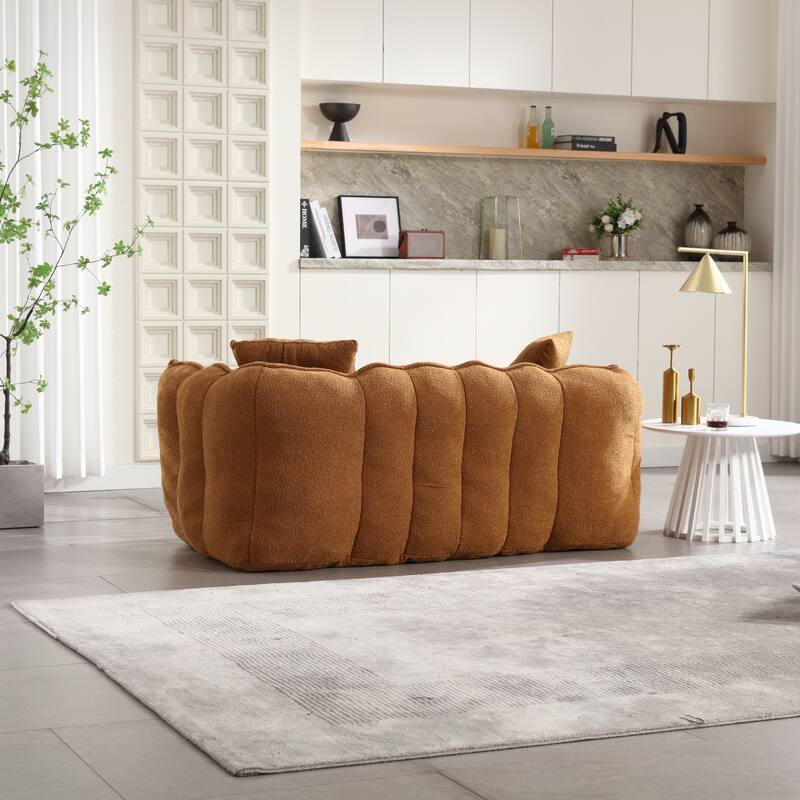 66-Inch Chenille Upholstered Loveseat with Pillows