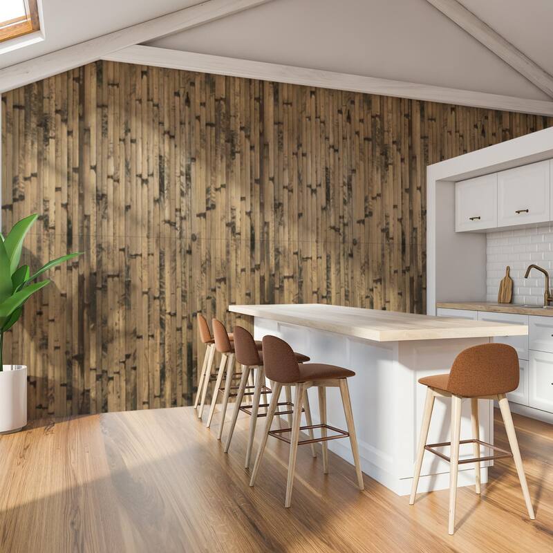 Art3d 48 x 96 in Natural Bamboo Wall Panel for Wall Decor for Living Room,Bedroom,Office - 96 X 48