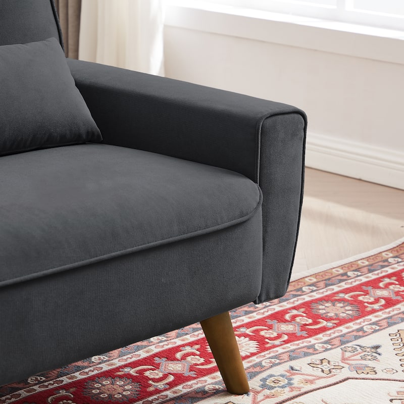 48.82" Small Tufted Loveseat Sofa with 2 Pillows and Tapered Wood Legs