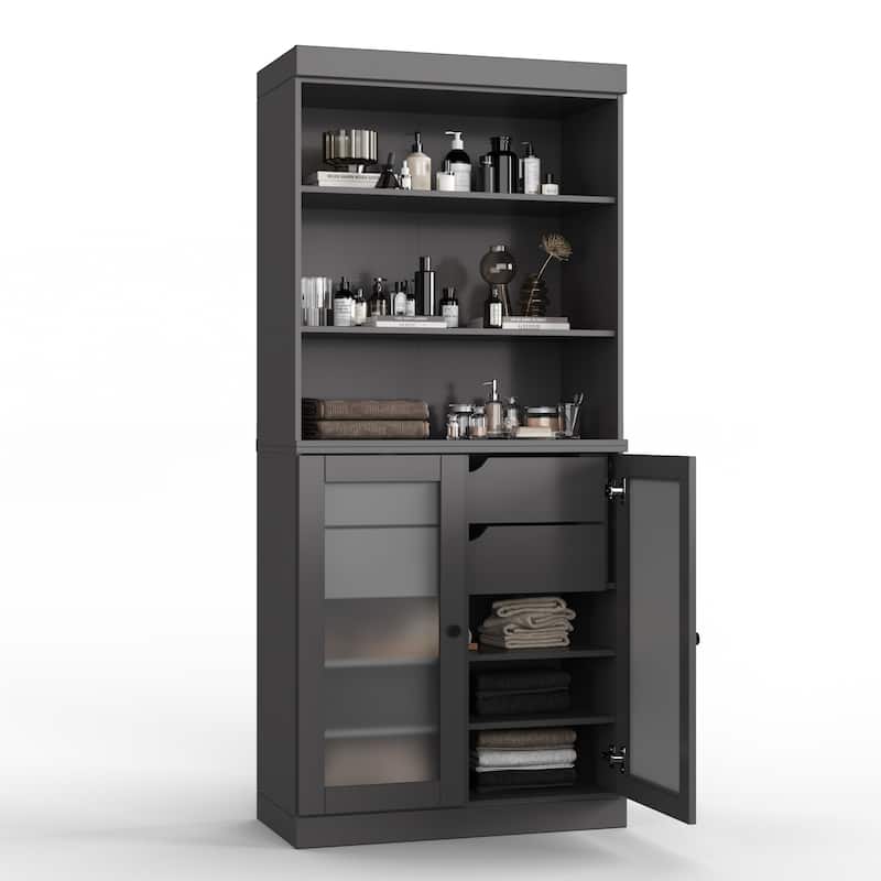 100% Solid Wood 32" Bathroom Cabinet with Optional Doors, 2-Drawers by Palace Imports