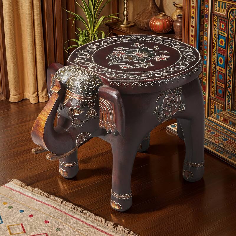 Handmade Botswana End Table (India) - Multi - Acacia