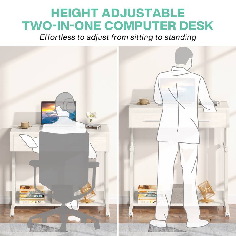 Mobile Portable Laptop Standing Desk with Drawers