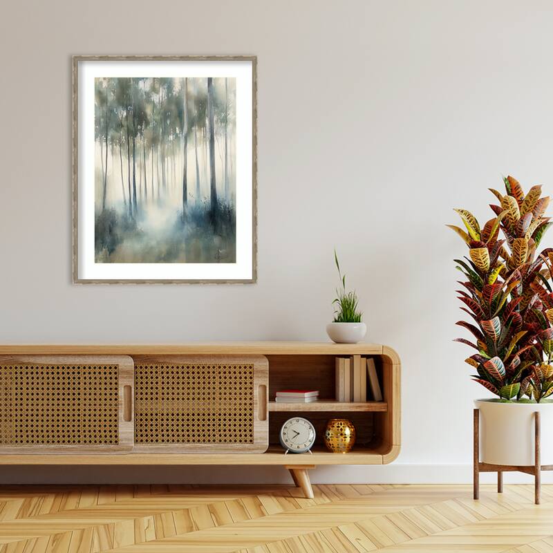 Shimmery Trees by Tradelink inhouse artist Wood Framed Wall Art Print - Mila Dark Silver