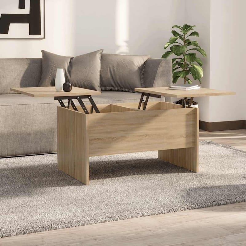 vidaXL Coffee Table Lift Top End Table Accent Side Sofa Table Engineered Wood - 31.5" x 19.7" x 16.7" - Sonoma oak