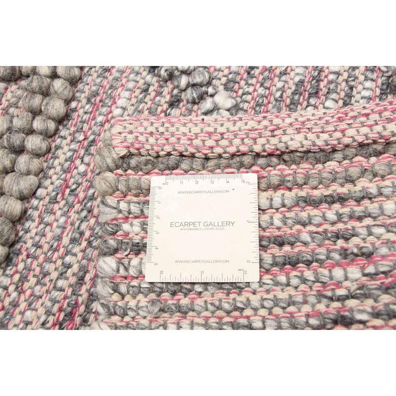 ECARPETGALLERY Braid weave Sienna Pink Wool Rug - 6'2 x 8'11