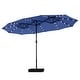 preview thumbnail 55 of 79, MAISON ARTS 15-foot Rectangular Crank Double-sided Outdoor Market Umbrella Solar LED Lighted Patio Umbrella with Base Included