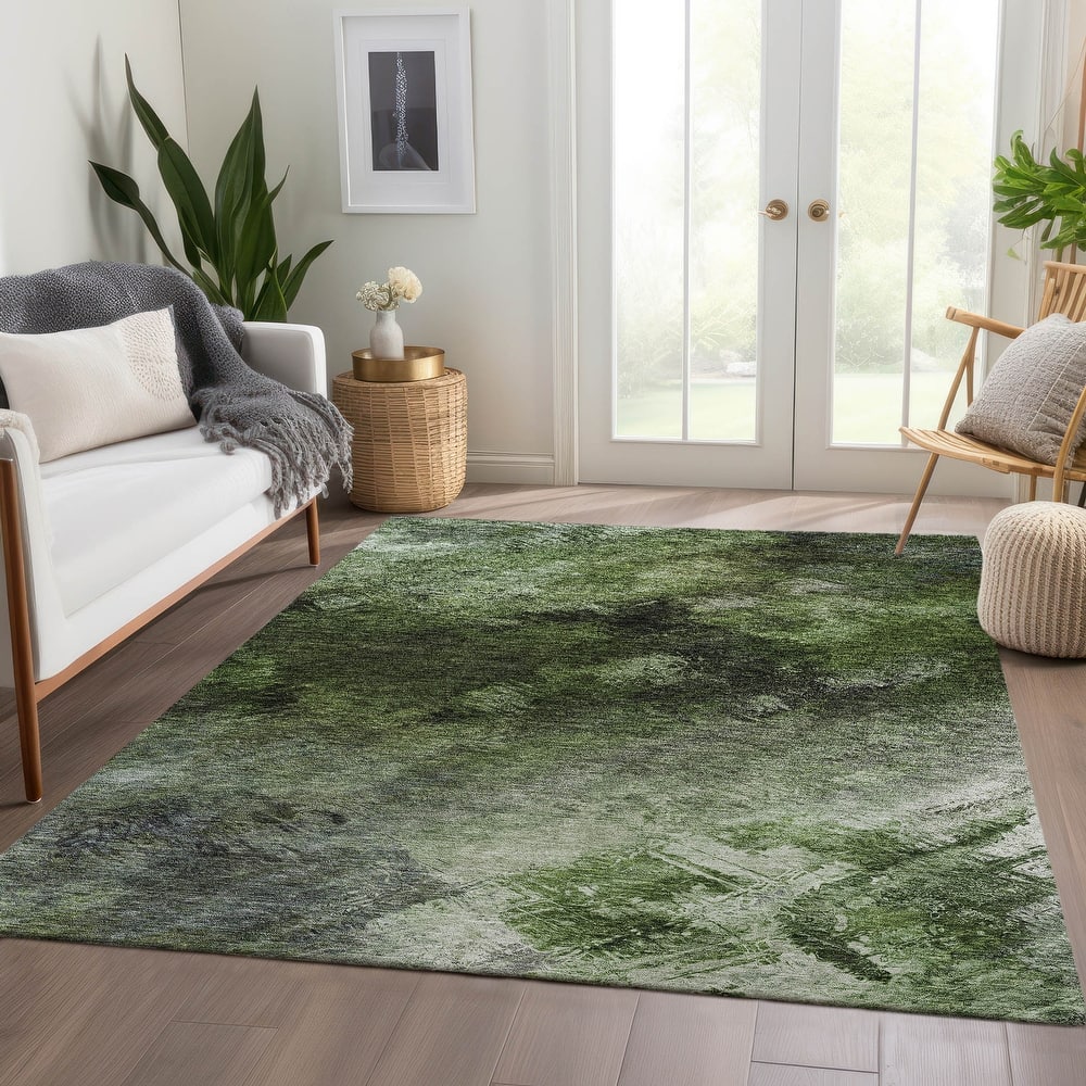 Machine Washable Indoor/ Outdoor Chantille Abstract Watercolor Rug