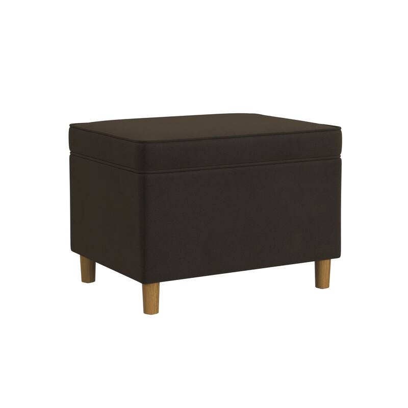 Dinah 24" Storage Ottoman with Cone Wood Legs - Chocolate Brown Velvet