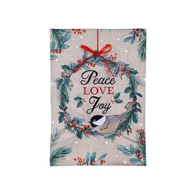 Chickadee Wreath Burlap Garden Flag - Multi - Color