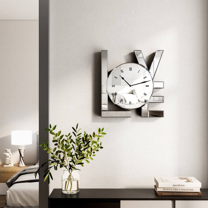 Art Letters Mirrored Wall Clock