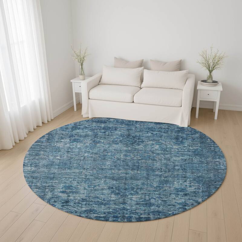Premium Washable Super Soft Vintage Traditional Mayfield Rug - Blue - 8' x 8'