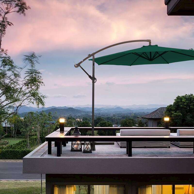 10FT Outdoor Table Market Patio Umbrella with Crank Lift and Tilt Button for Garden, Deck, Backyard and Pool - Dark Green