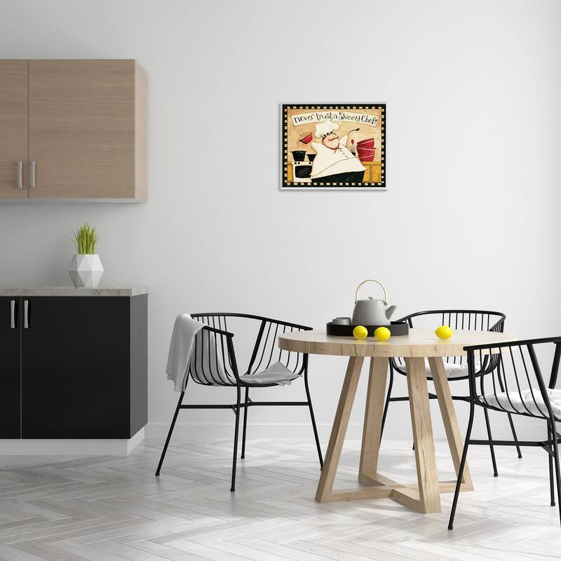 Stupell Never Trust a Skinny Chef with Happy Cook Phrase Framed Wall Art