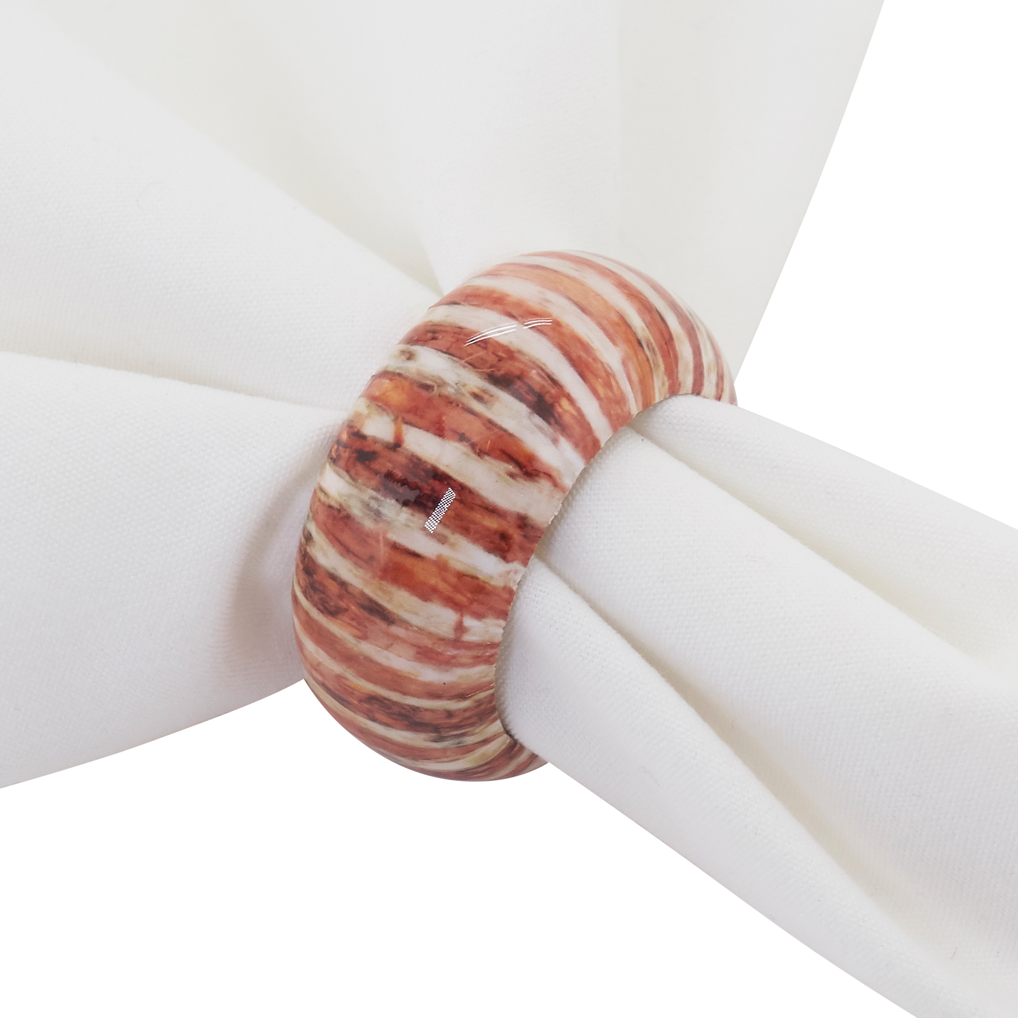 Wood Napkin Rings with Striped Design (Set of 4) - Bed Bath