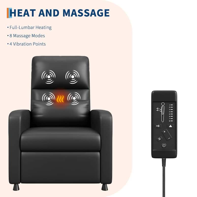 Adjustable Electric Power Recliner Chair, Single Sofa with Massage and Heat for Living Room